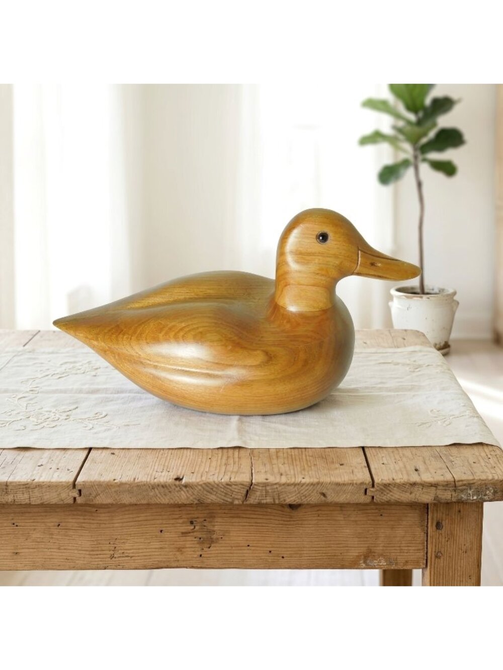 Wooden Duck Decoy Howard Lester 1992 Signed Hand Carved Vintage Folk Art 9.7"